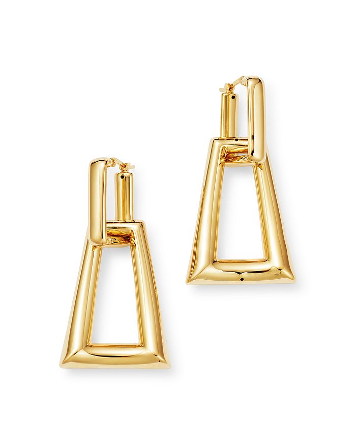 Bloomingdale's Trapezoid Drop Hoop Earrings In 14k Yellow Gold - 100% Exclusive