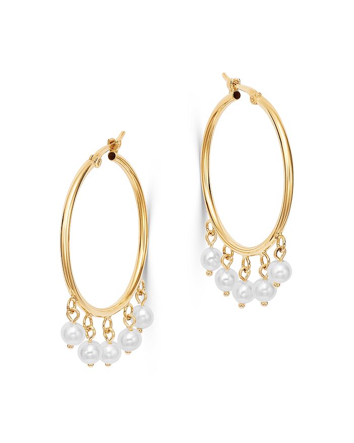 Cultured Freshwater Pearl Drop Hoop Earrings in 14K Yellow Gold - 100%  Exclusive