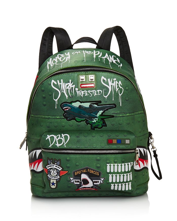 shark-motif zipped backpack, Sprayground
