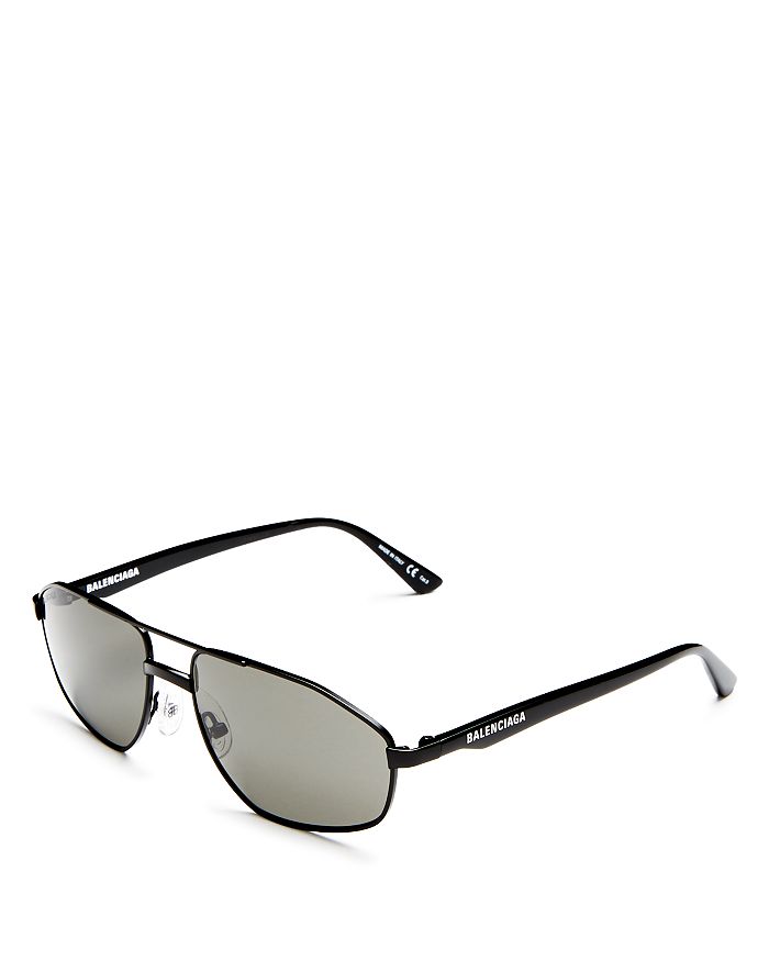 Balenciaga Men's Vintage Brow Bar Aviator Sunglasses, 58mm In Black/grey Mirror