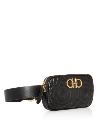 ショルダーバッグ Salvatore Ferragamo Black Econyl Belt Bag Salvatore Ferragamo Black Leather Gancini Waist Bag