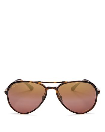 Ray-Ban Unisex Mirrored Brow Bar Aviator Sunglasses, 58mm | Bloomingdale's