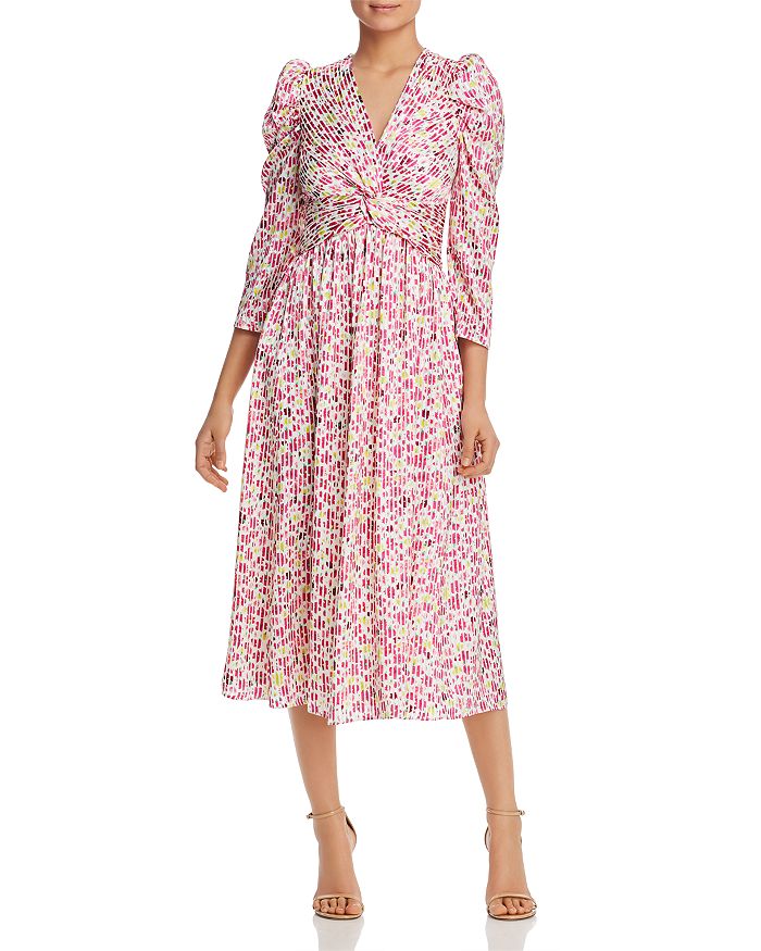 kate spade new york Striped Floral-Print Midi Dress | Bloomingdale's