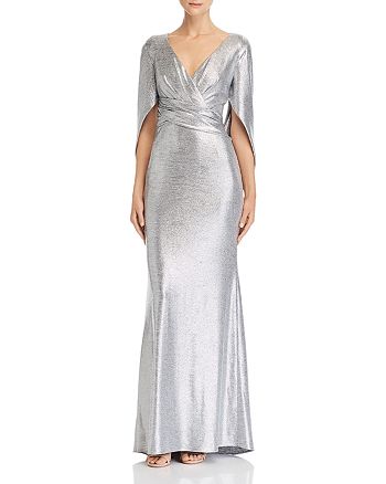Avery G Drape-Detail Metallic Gown | Bloomingdale's