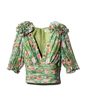 Amur Nell Rose-Printed Silk Top | Bloomingdale's