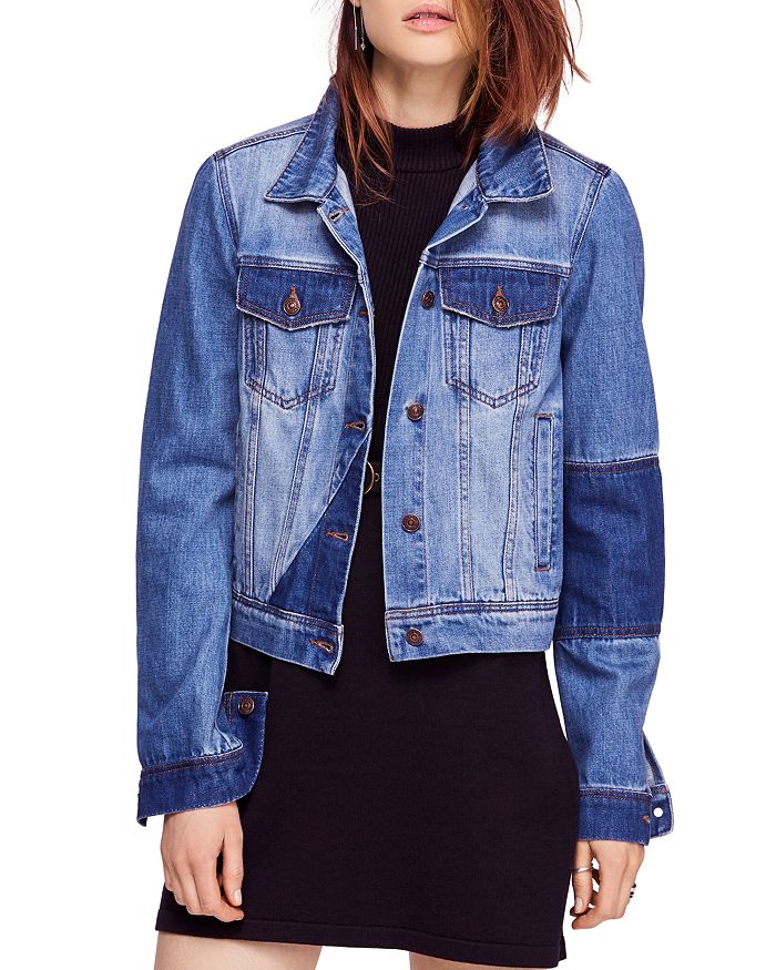 FREE PEOPLE RUMORS DENIM JACKET IN INDIGO BLUE,OB809197