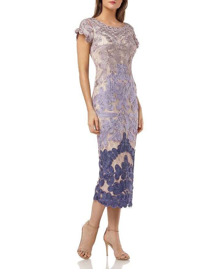 Js collections cheap boatneck embroidered dress