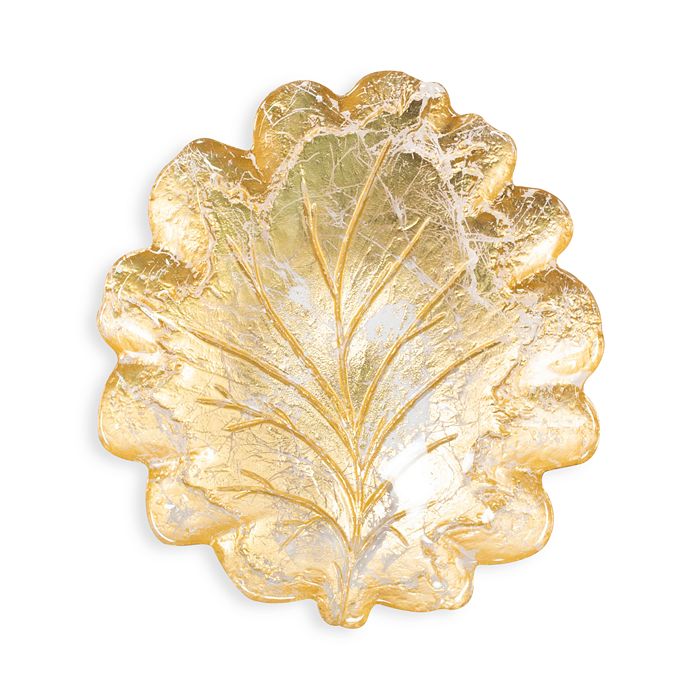 Shop Vietri Moon Glass Leaf Salad Plate In Gold