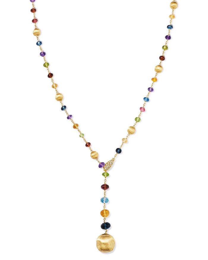 MARCO BICEGO 18K YELLOW GOLD AFRICA GEMSTONE BEADED LARIAT NECKLACE, 18,CB2344-B-MIX02-Y