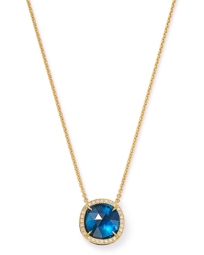 Marco Bicego 18k Yellow Gold Jaipur Color London Blue Topaz Pendant Necklace, 16.5 In Blue/gold