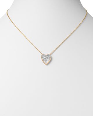 Pav&eacute; Diamond Heart Pendant Necklace in 14K Yellow Gold, 0.50 tcw 