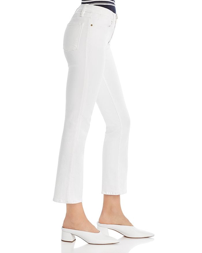 Shop Frame Le High Rise Straight Ankle Jeans In Blanc