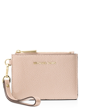 Michael Michael Kors Small Leather Wristlet In Soft Pink/gold