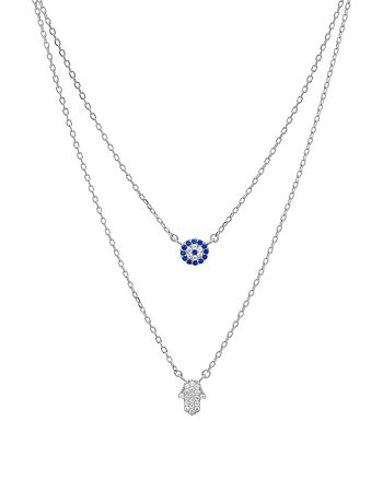 AQUA - Double Strand Hamsa Pendant Necklace in 14K Gold-Plated Sterling Silver or Sterling Silver, 14"-16" - 100% Exclusive