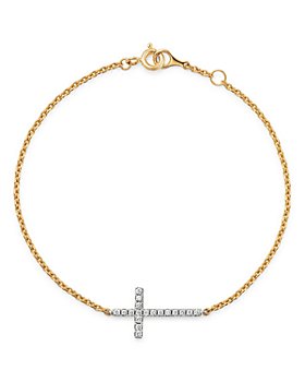 Bloomingdale's - Diamond Cross Bracelet in 14K Yellow & White Gold, 0.15 ct. t.w. - 100% Exclusive