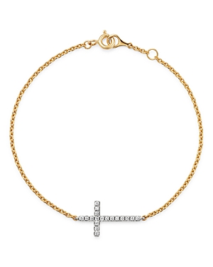 Bloomingdale's Diamond Cross Bracelet in 14K Yellow & White Gold, 0.15 ct. t.w. - 100% Exclusive
