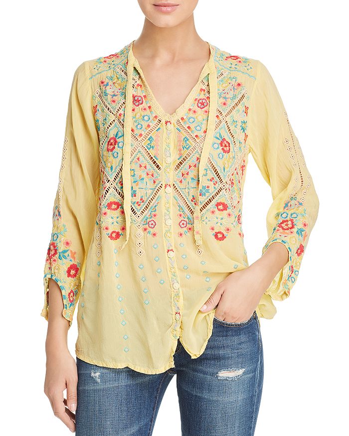Johnny Was Los Angeles Arges Embroidered Blouse Bloomingdale s