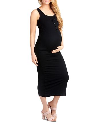 Nom Maternity Snap-Front Midi Tank Dress | Bloomingdale's