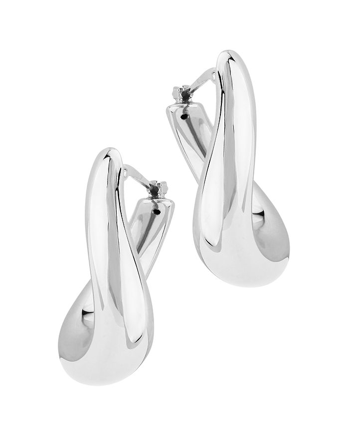 Bloomingdale's Oval Twist Hoop Earrings In 14k White Gold - 100% Exclusive