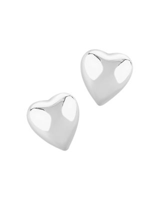 Bloomingdale's Fine Collection Puffed Heart Stud Earrings in 14K White Gold - Exclusive