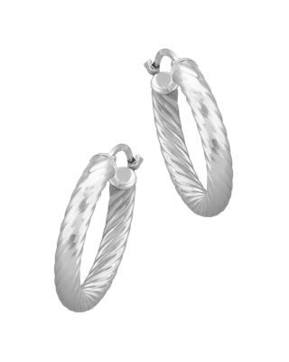 Bloomingdale's Fine Collection Small Twist Hoop Earrings in 14K White Gold - Exclusive