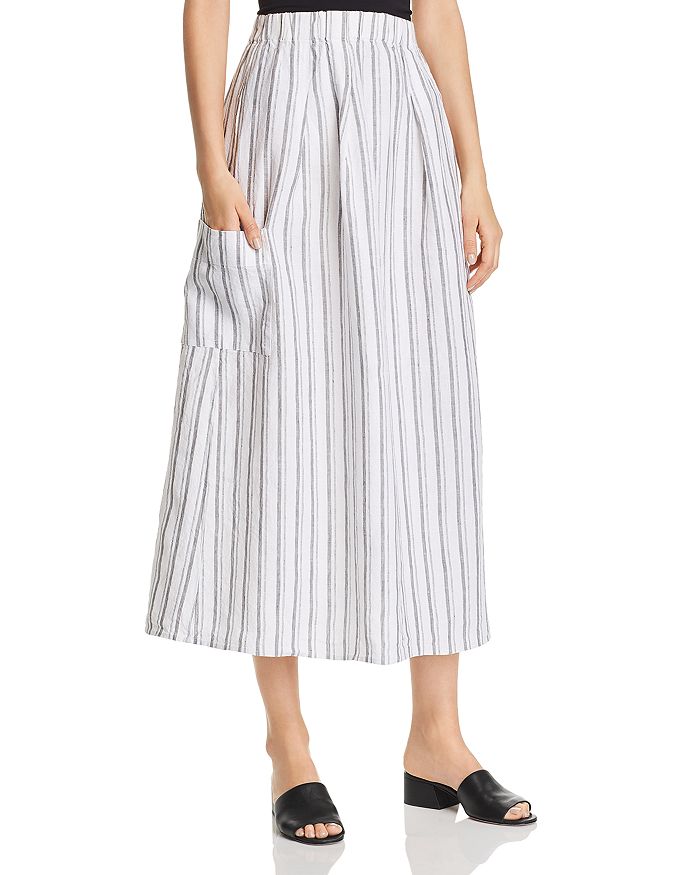 Eileen Fisher Organic Linen Striped Skirt - 100% Exclusive In Pearl ...
