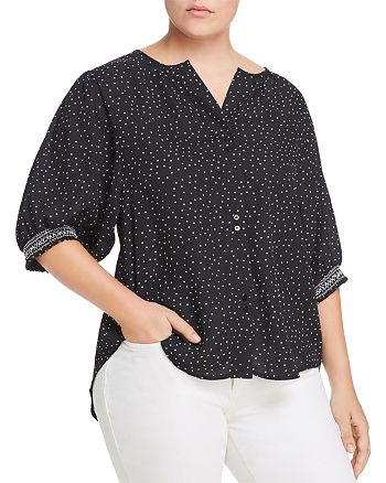 B Collection by Bobeau Curvy Valerie Dot Print Shirt | Bloomingdale's