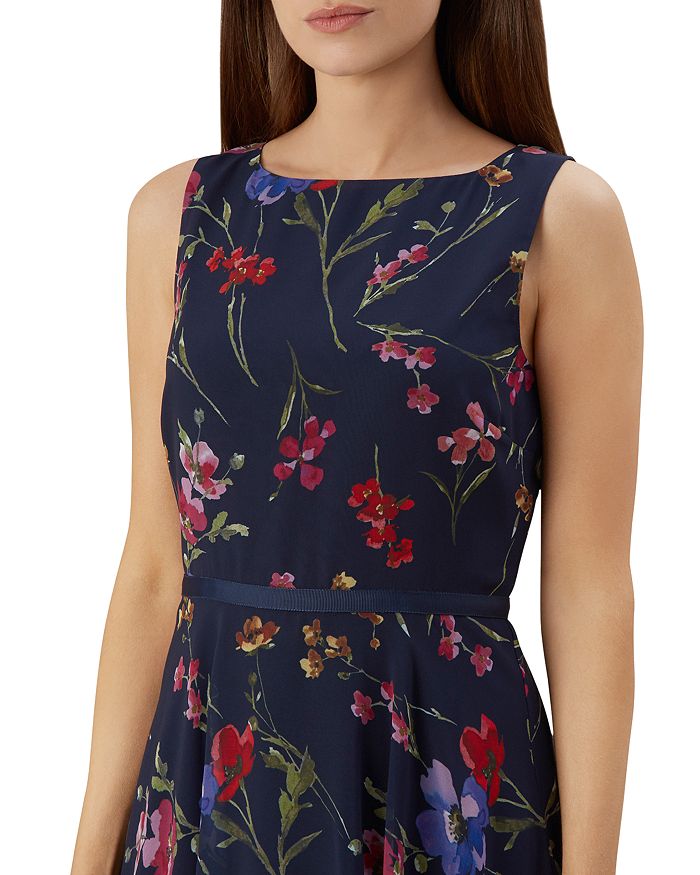 Hobbs London Carly Sleeveless Floral-print Maxi Dress In Navy Multi