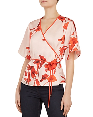 TED BAKER MELONYY FANTASIA-PRINT WRAP TOP,WMB-MELONYY-WH9W