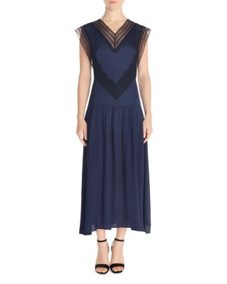Sandro Eloy Lace-Inset Maxi Dress | Bloomingdale's