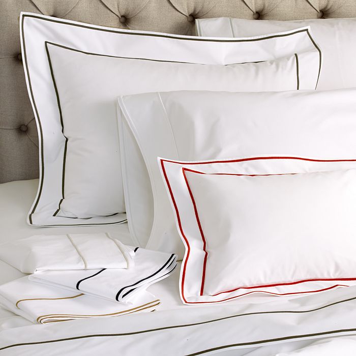 Shop Matouk Ansonia Percale Standard Pillowcase, Pair In Charcoal