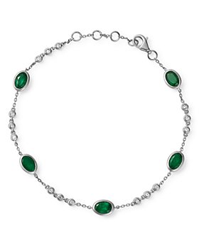 Bloomingdale's - Emerald Station Bracelet in 14K White Gold - 100% Exclusive