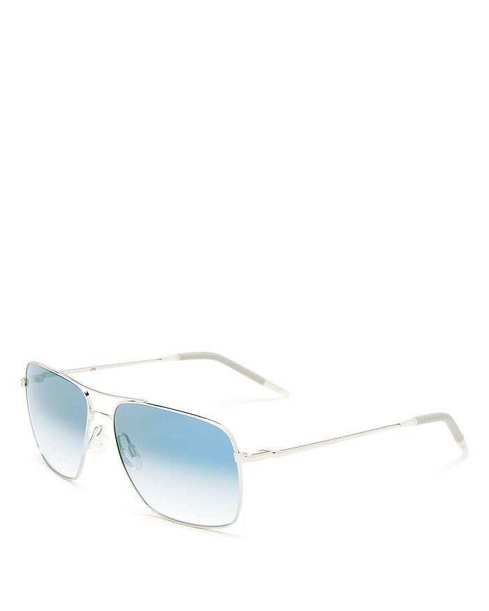 Shop Oliver Peoples Clifton Navigator Sunglasses, 58mm In Silver/clear Gradient Blue