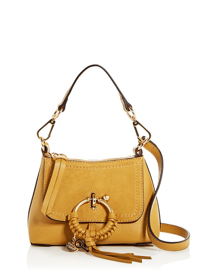 See By Chloé See By Chloe Joan Mini Leather & Suede Hobo In Burnt Yellow/gold