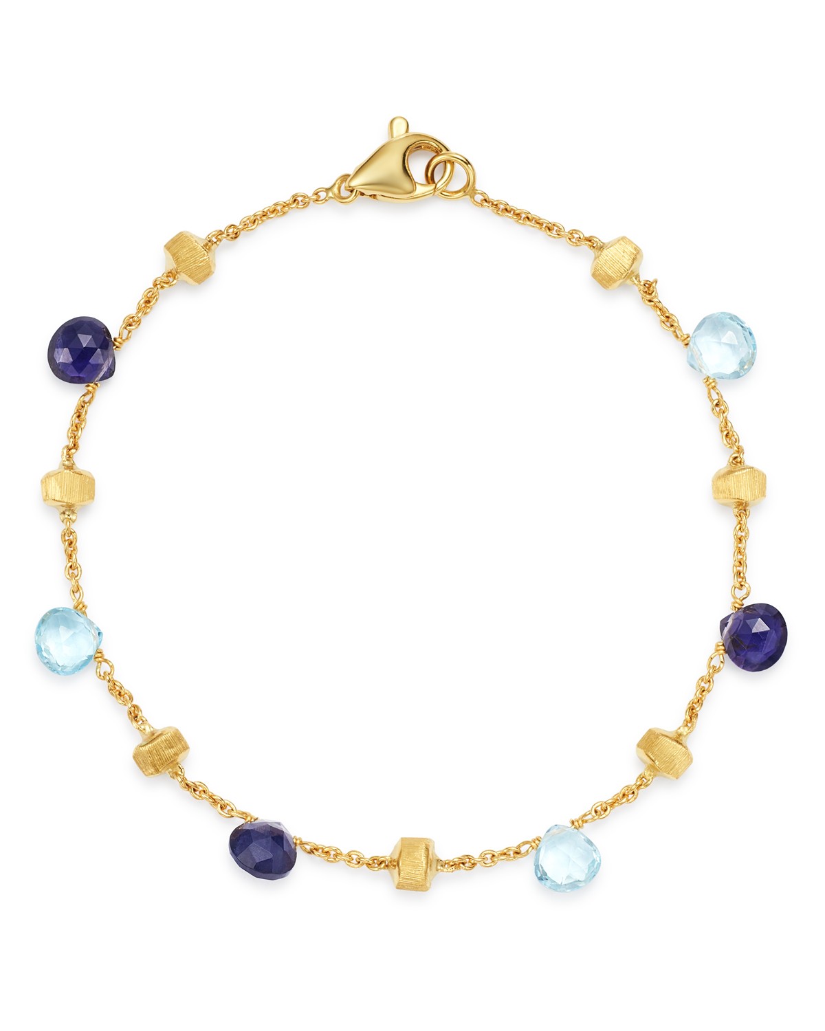 18K Yellow Gold Paradise Iolite & Blue Topaz Beaded Bracelet