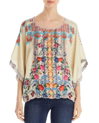 Johnny Was Lenora Embroidered Silk Top | Bloomingdale's