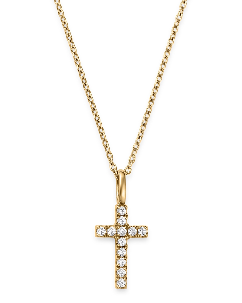 Bloomingdale's Fine Collection Diamond Cross Pendant Necklace in 14K Yellow Gold, 0.08 tcw