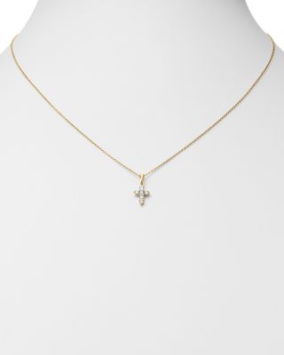 Diamond Mini Cross Pendant Necklace in 14K Yellow Gold, 0.25 tcw 