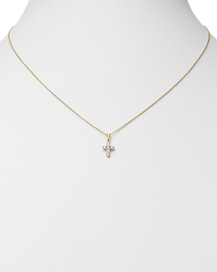 Shop Bloomingdale's Diamond Mini Cross Pendant Necklace In 14k Yellow Gold, 0.25 Ct. T.w. - 100% Exclusive In White