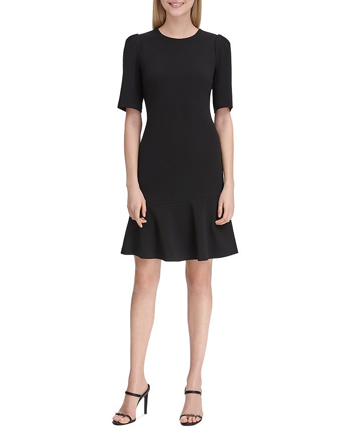 Calvin Klein Women's Puff Shoulder Midi Dress Black Size 16W
