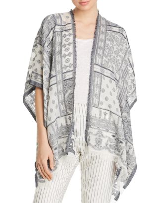 Echo Frayed Bandana Pattern Ruana | Bloomingdale's