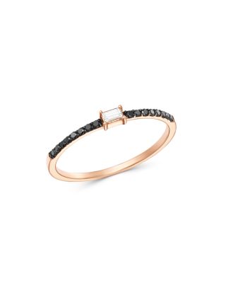 OWN YOUR STORY - 14K Rose Gold Linear Baguette & Black Diamond Ring