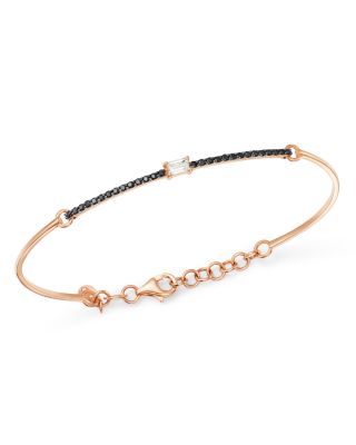 OWN YOUR STORY - 14K Rose Gold Linear White Baguette & Black Diamond Bangle Bracelet