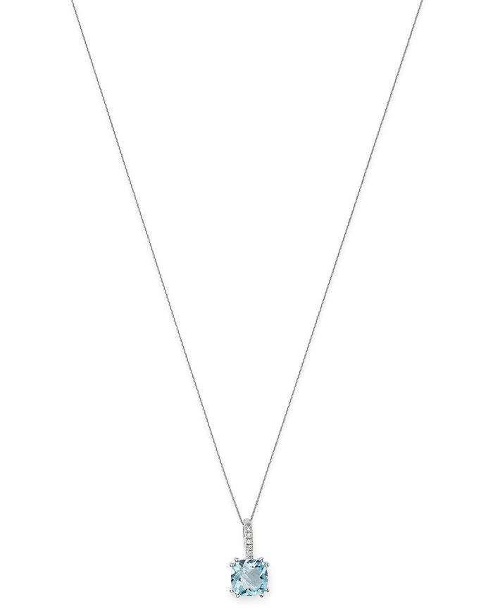 Bloomingdale's Aquamarine & Diamond Pendant Necklace In 14k White Gold ...
