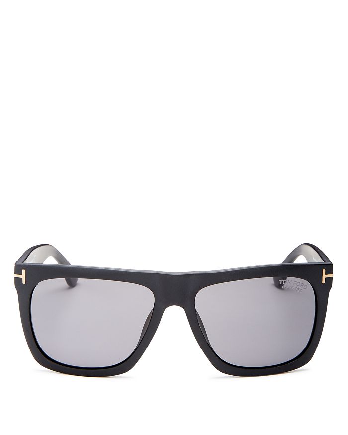 Shop Tom Ford Morgan Polarized Flat Top Square Sunglasses, 57mm In Black/smoke