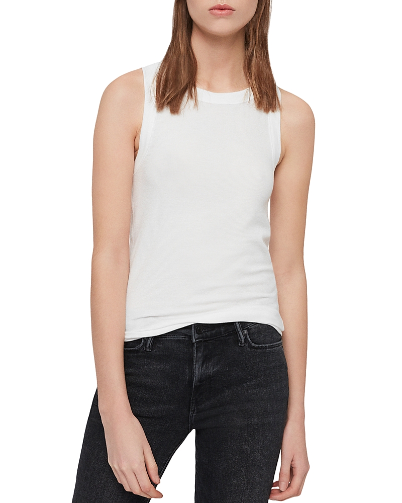 Allsaints Rina Stretch Crop Tank In White