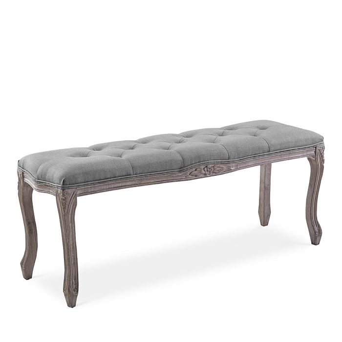 Modway Regal Vintage French Upholstered Fabric Bench In Gray
