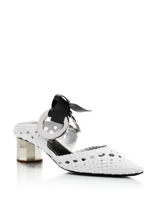 Proenza Schouler Women s Woven Grommet Block Heel Mules