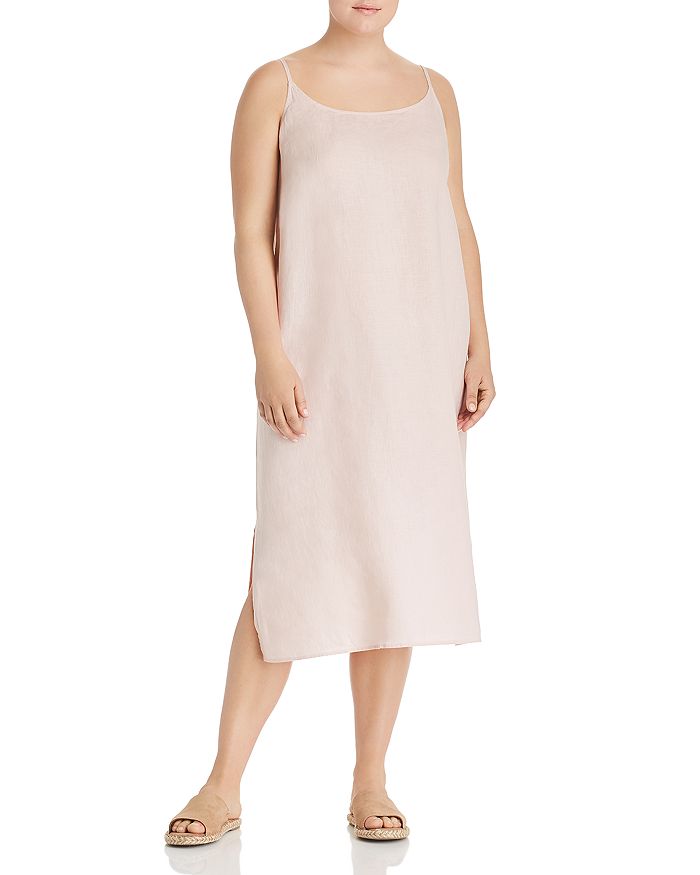 Eileen Fisher Plus Organic Linen Slip Dress Bloomingdale s