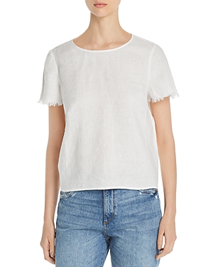 VINCE CAMUTO FRAYED-SLEEVE LINEN TEE - 100% EXCLUSIVE,9039068E